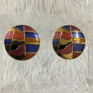 Vintage multicolored circle studded earrings